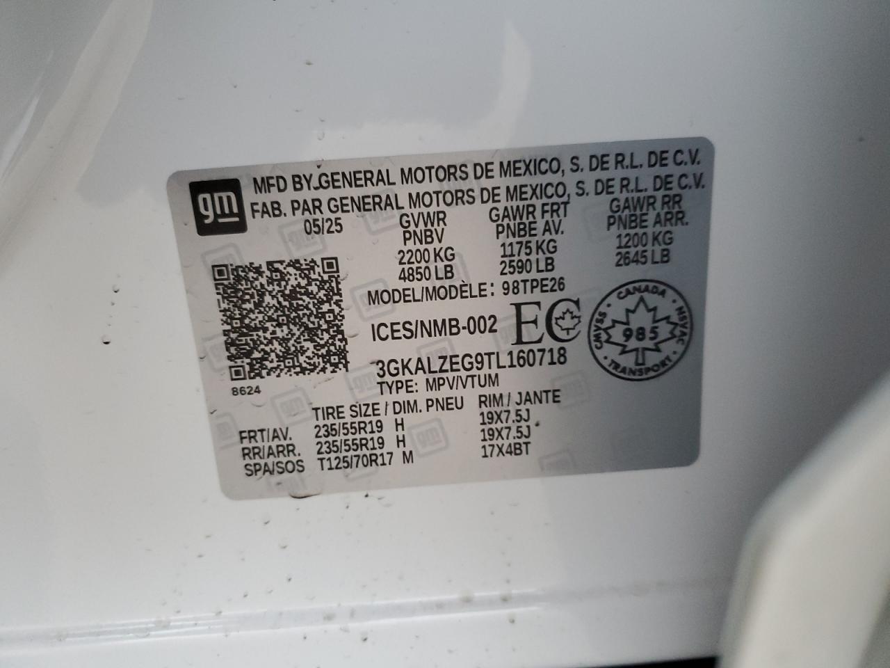 2026 GMC Terrain Denali VIN: 3GKALZEG9TL160718 Lot: 85883065