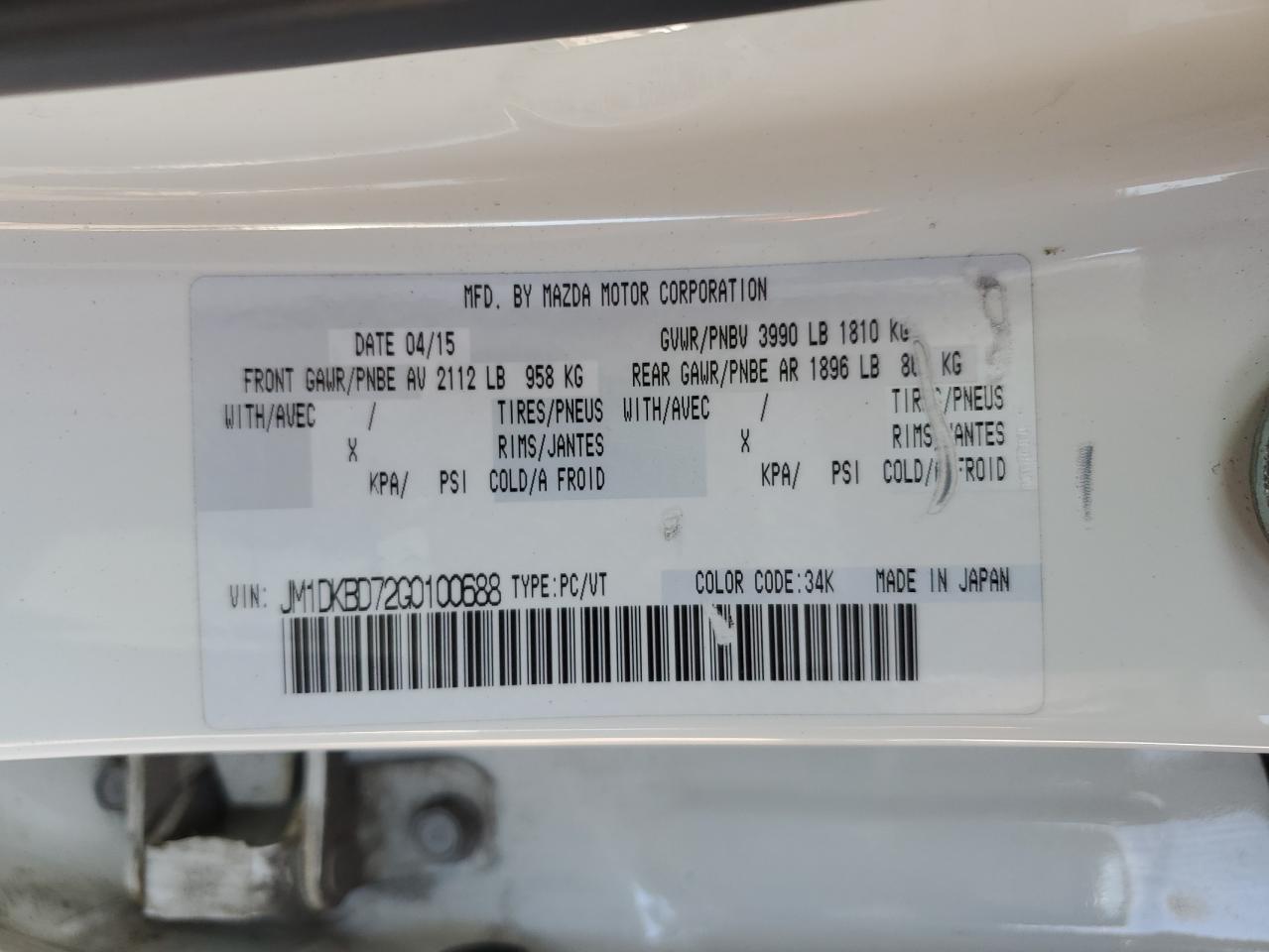 2016 Mazda Cx-3 Grand Touring VIN: JM1DKBD72G0100688 Lot: 71671205