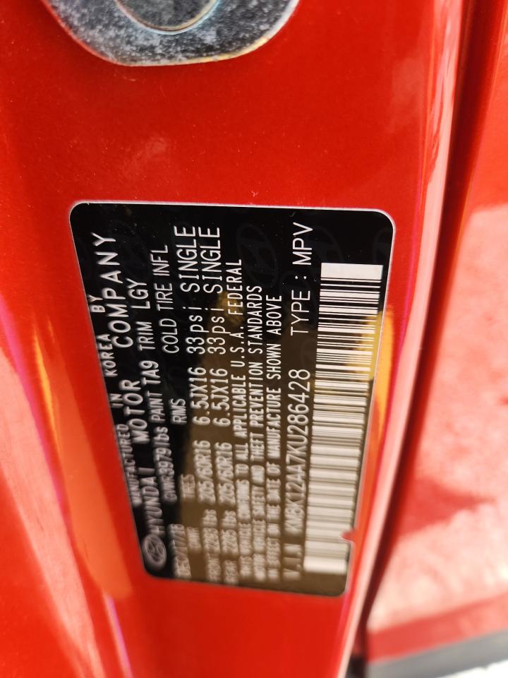 2019 Hyundai Kona Se VIN: KM8K12AA7KU286428 Lot: 85348165