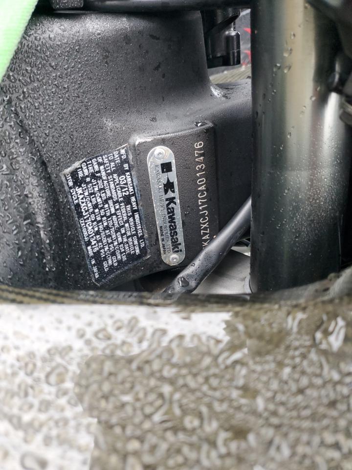 2012 Kawasaki Zx1000 J VIN: JKAZXCJ17CA013476 Lot: 90446585