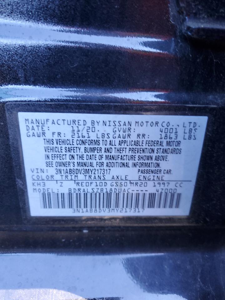 2021 Nissan Sentra Sr VIN: 3N1AB8DV3MY217317 Lot: 82471535