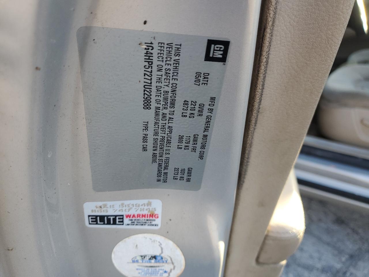 2007 Buick Lucerne Cx VIN: 1G4HP57277U229888 Lot: 82683285