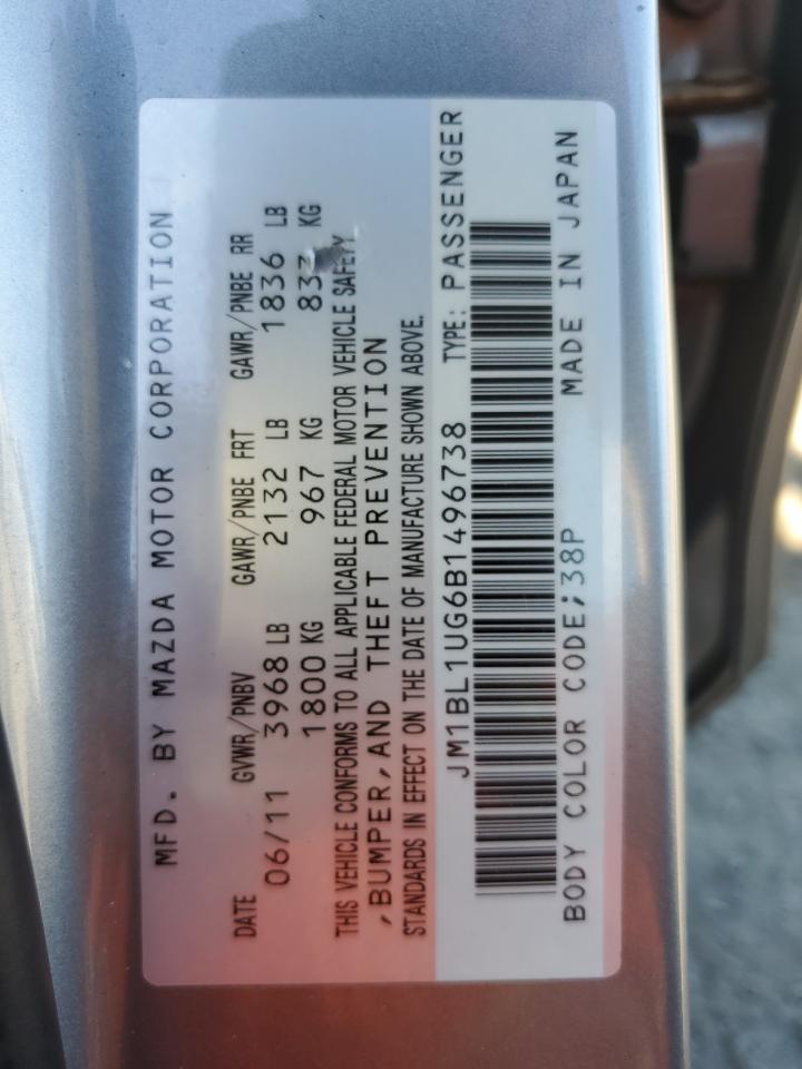 2011 Mazda 3 I VIN: JM1BL1UG6B1496738 Lot: 85177635