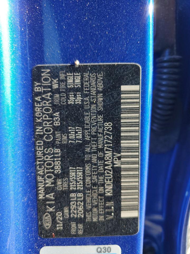 2021 Kia Seltos S VIN: KNDEU2AA8M7172738 Lot: 86726665