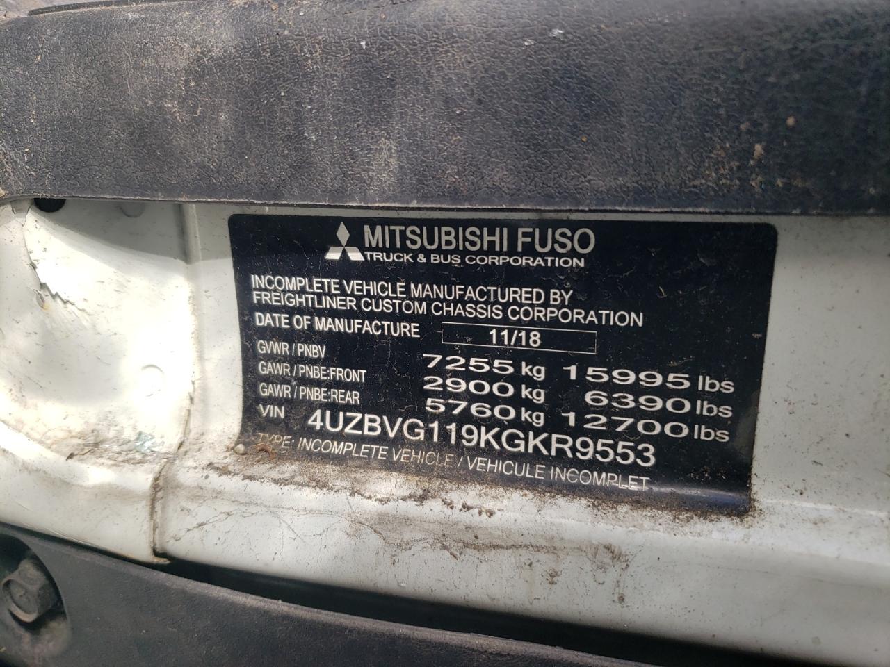 2019 Mitsubishi Fuso Fe Fec72S - Truck Cab And Chassis VIN: 4UZBVG119KGKR9553 Lot: 80427885