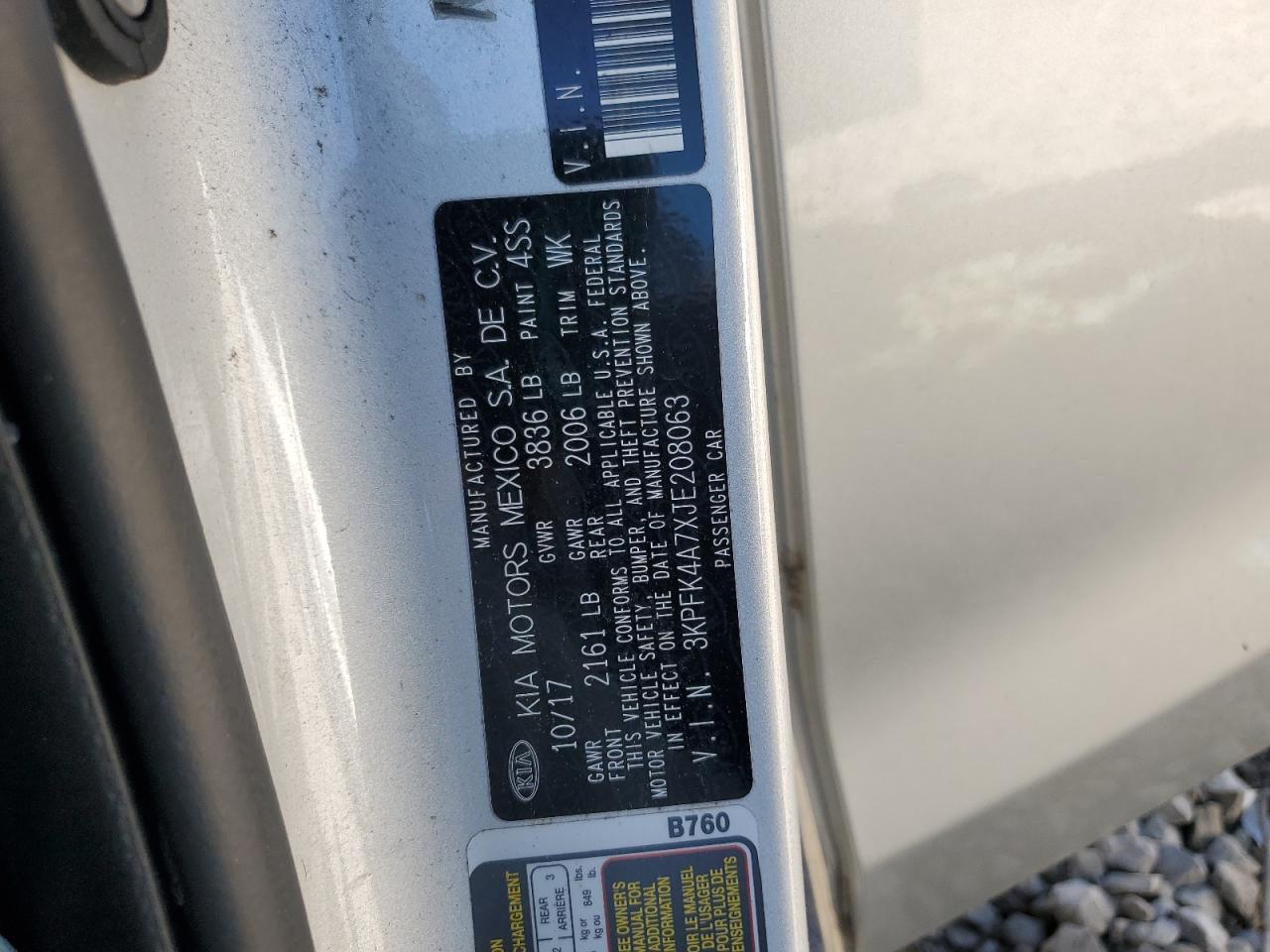 2018 Kia Forte Lx VIN: 3KPFK4A7XJE208063 Lot: 82446465