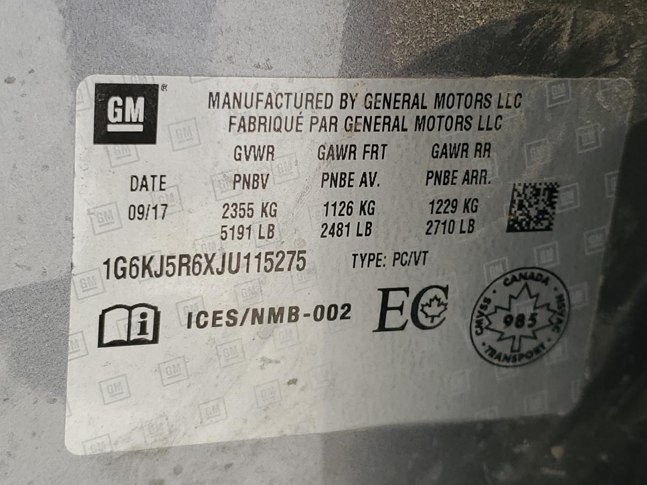 2018 Cadillac Ct6 Premium Luxury Csav VIN: 1G6KJ5R6XJU115275 Lot: 89536705