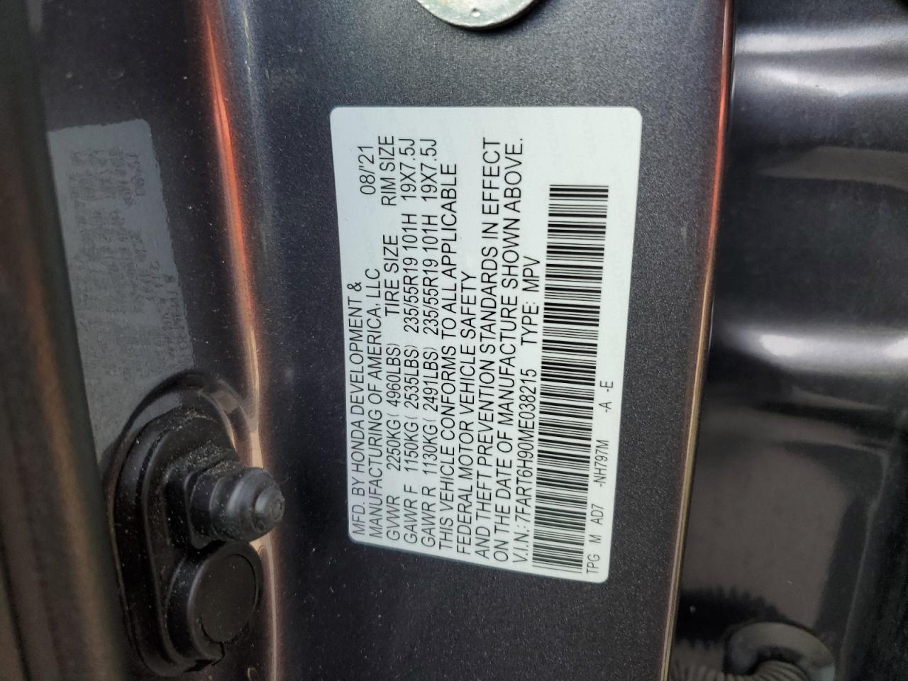 2021 Honda Cr-V Touring VIN: 7FART6H90ME038215 Lot: 84070135