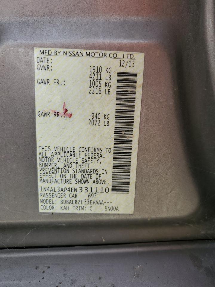 2014 Nissan Altima 2.5 VIN: 1N4AL3AP4EN331110 Lot: 82455855