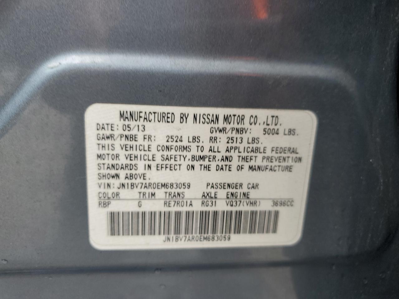 2014 Infiniti Q50 Base VIN: JN1BV7AR0EM683059 Lot: 85719195