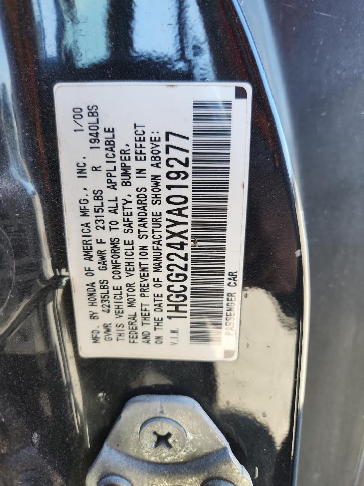 2000 Honda Accord Lx VIN: 1HGCG224XYA019277 Lot: 89465925