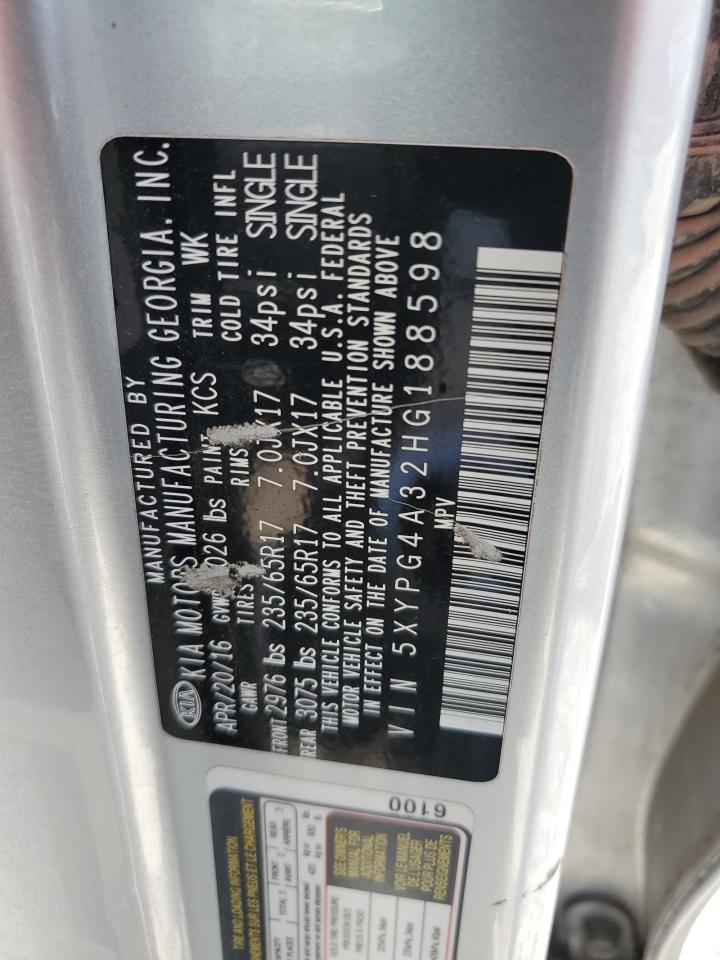 2017 Kia Sorento Lx VIN: 5XYPG4A32HG188598 Lot: 85118545