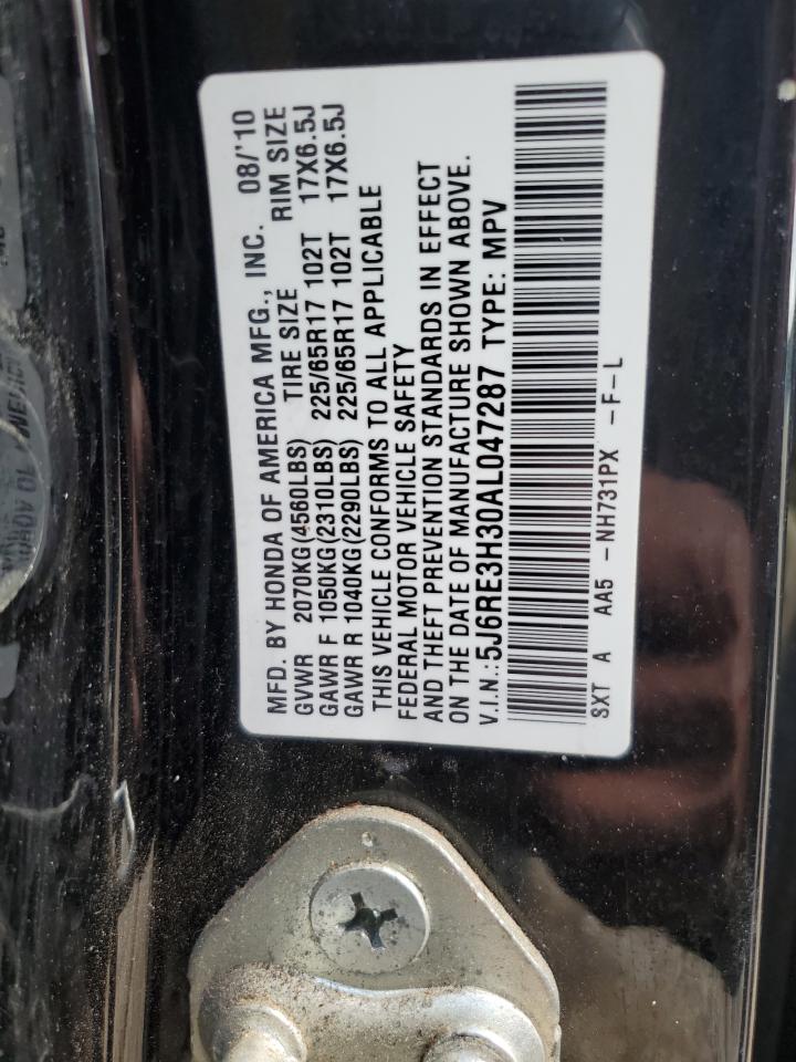 2010 Honda Cr-V Lx VIN: 5J6RE3H30AL047287 Lot: 90287455