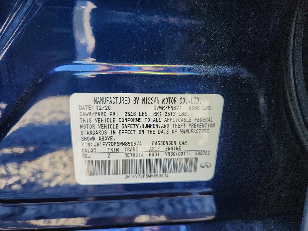 2021 Infiniti Q50 Red Sport 400 VIN: JN1FV7DP5MM850574 Lot: 86241775