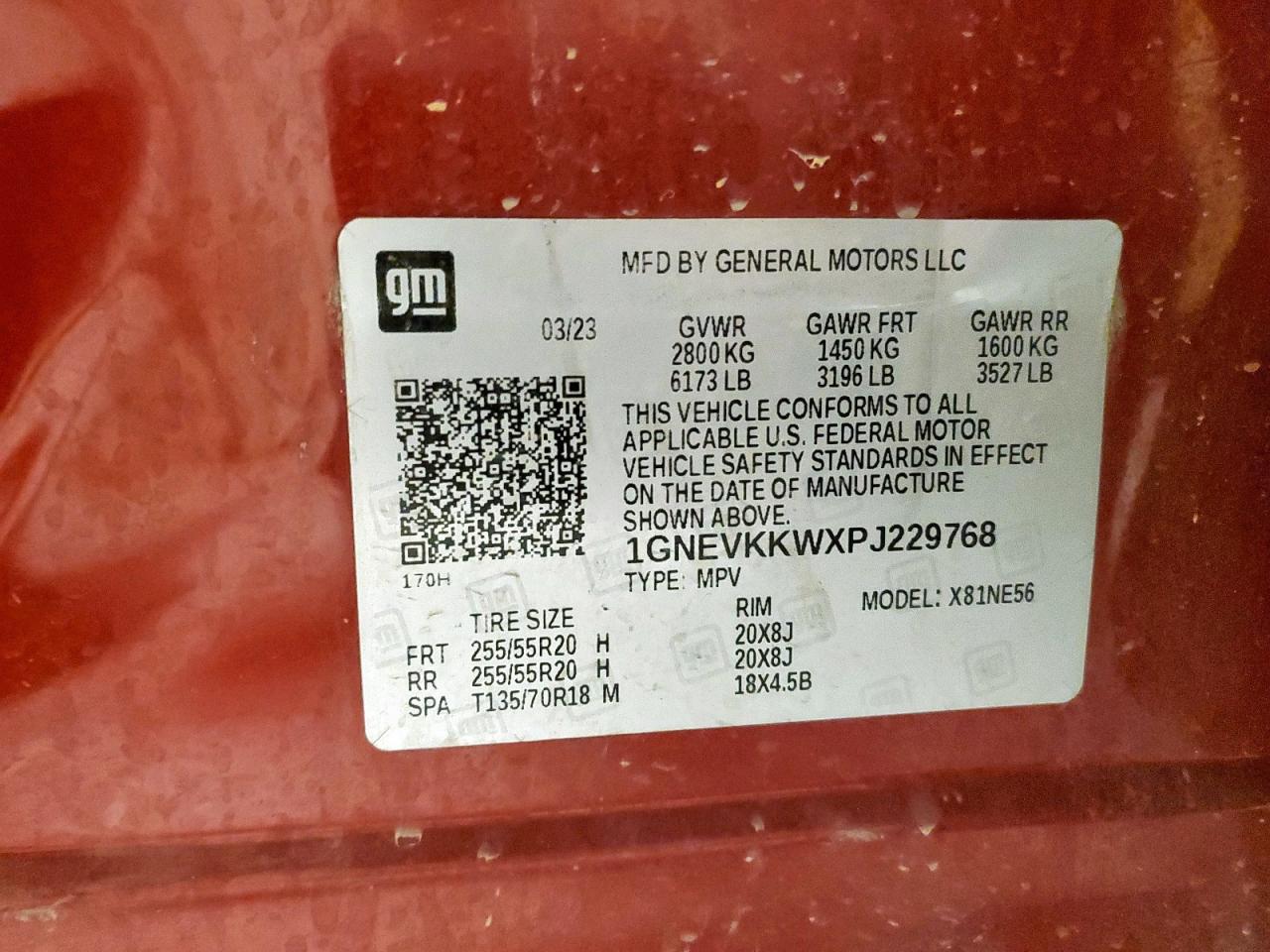 2023 Chevrolet Traverse Premier VIN: 1GNEVKKWXPJ229768 Lot: 86475415