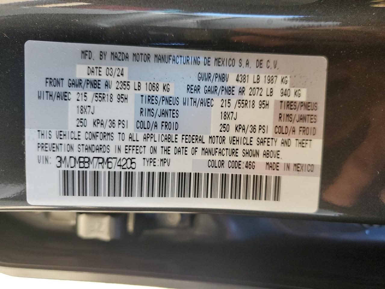 2024 Mazda Cx-30 Select VIN: 3MVDMBBM7RM674205 Lot: 90066115