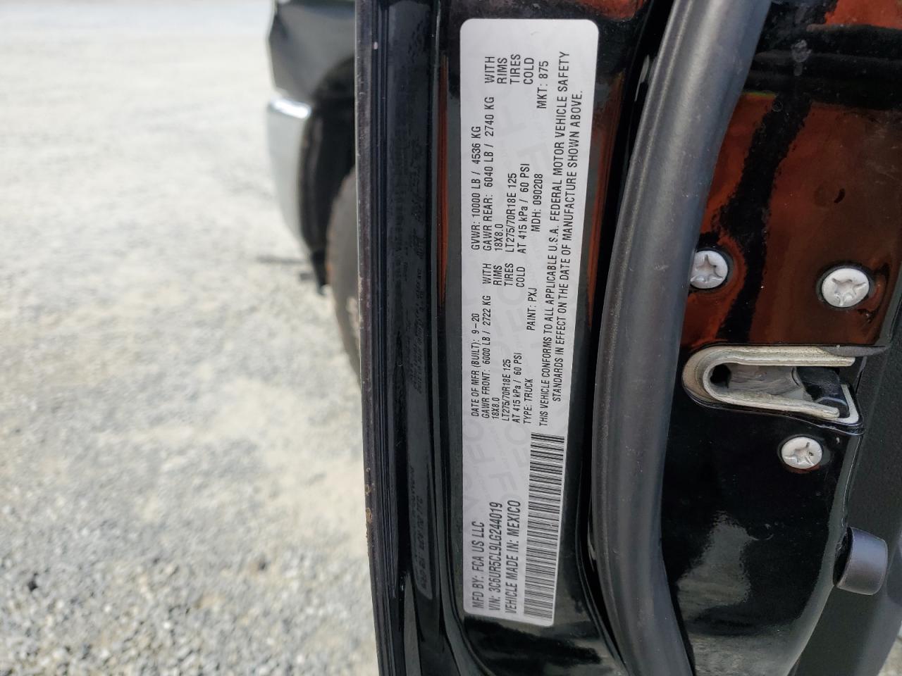 2020 Ram 2500 Tradesman VIN: 3C6UR5CL9LG244019 Lot: 85746305