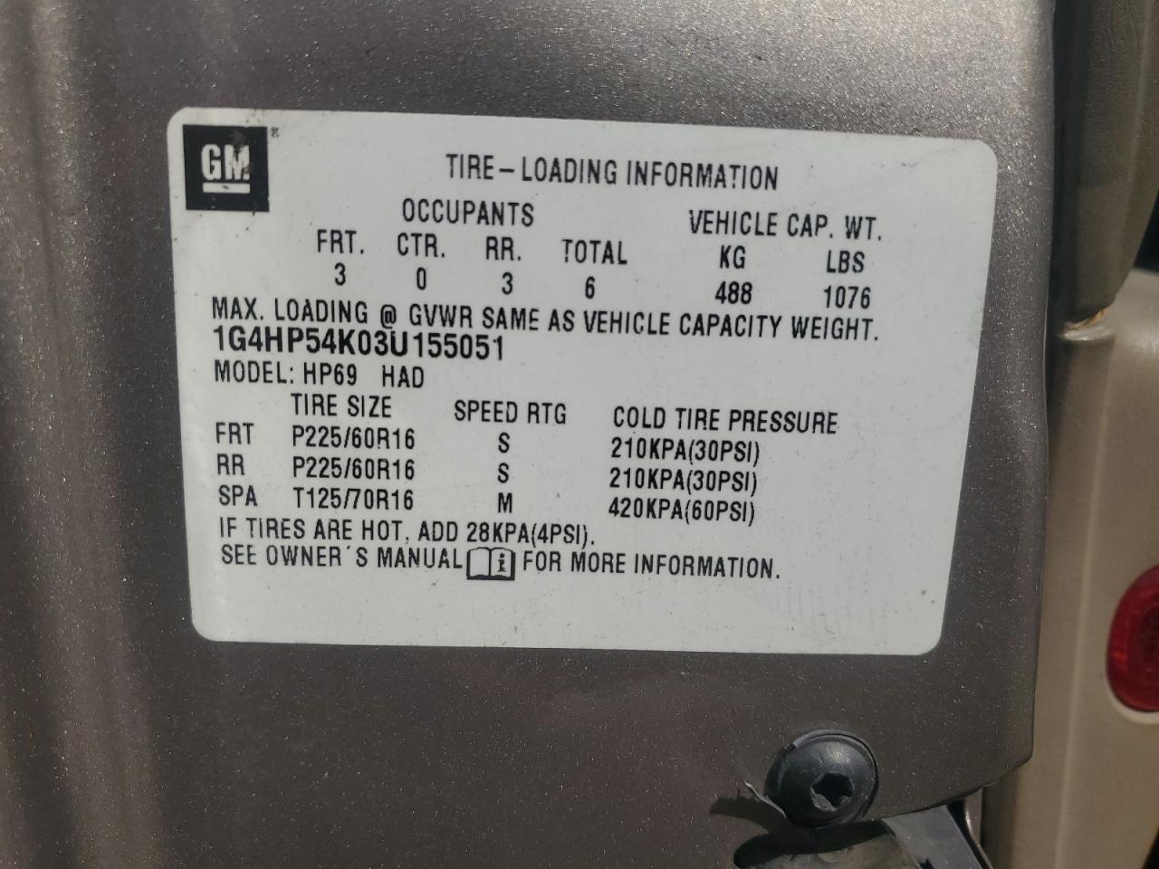 2003 Buick Lesabre Custom VIN: 1G4HP54K03U155051 Lot: 82194215