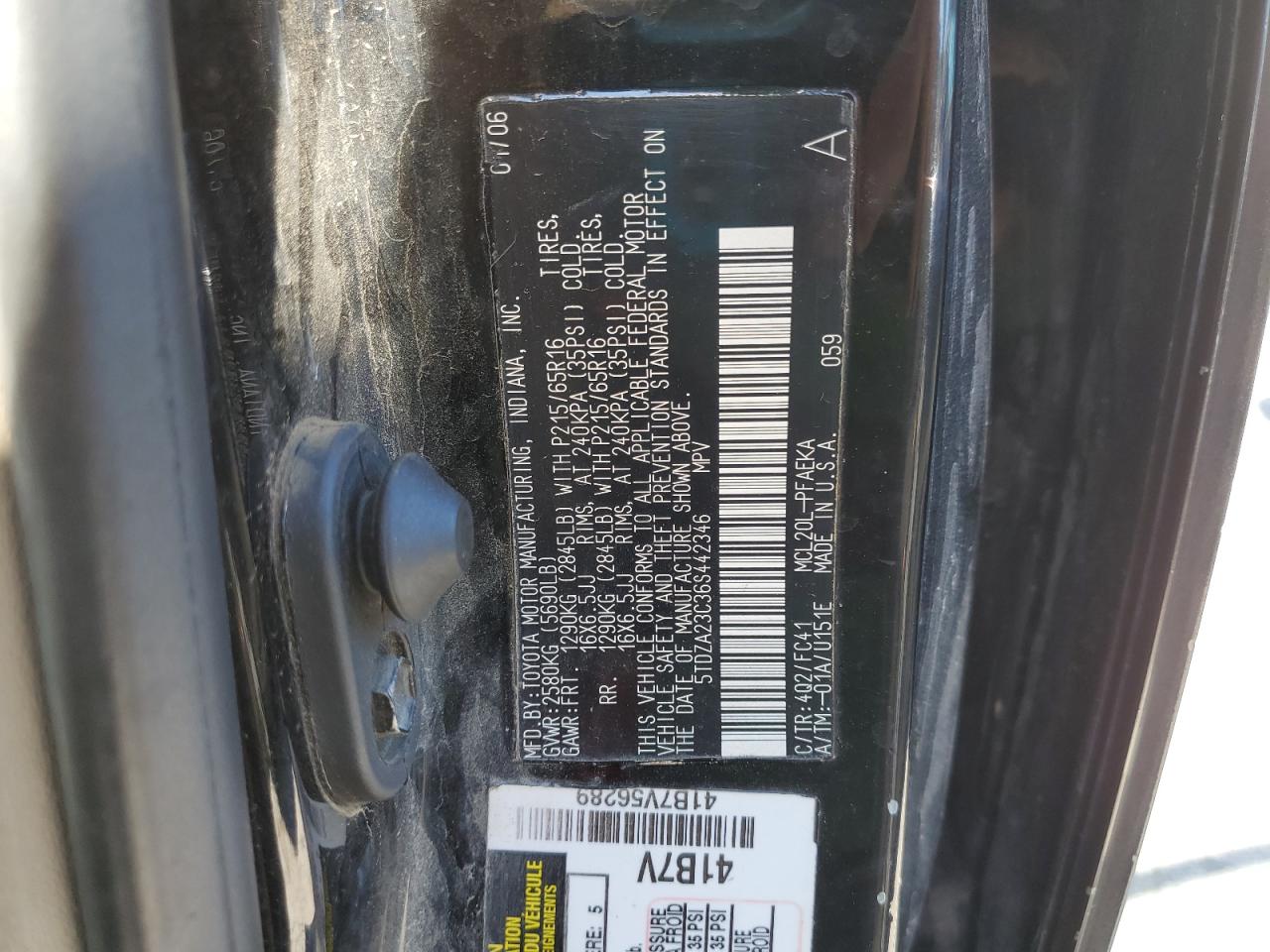 2006 Toyota Sienna Ce VIN: 5TDZA23C36S442346 Lot: 82494045