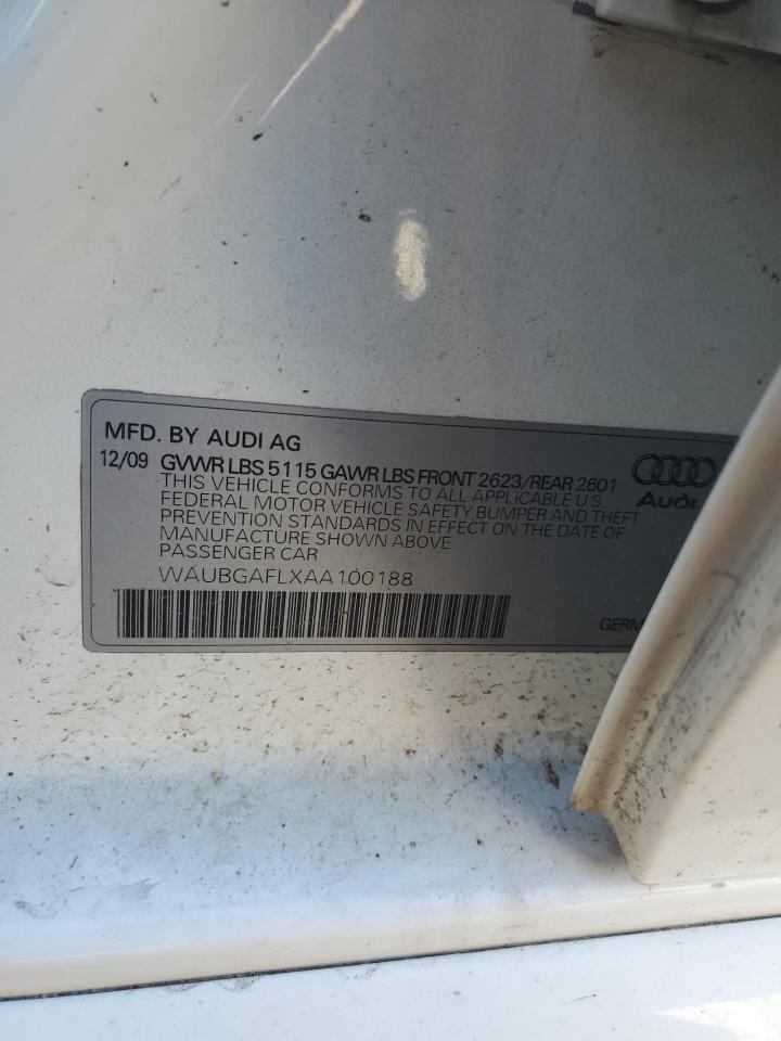 2010 Audi S4 Premium Plus VIN: WAUBGAFLXAA100188 Lot: 82474395