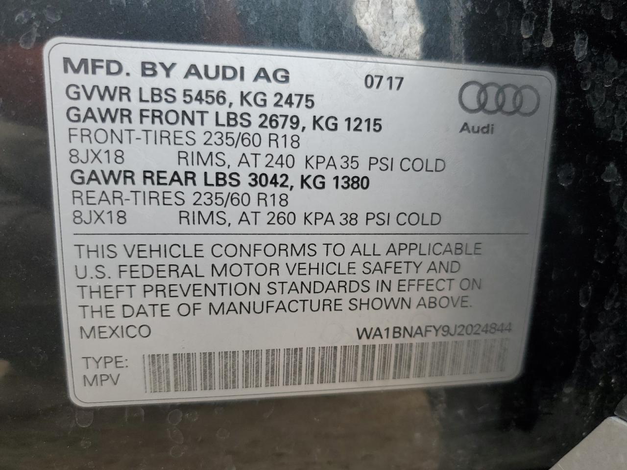 2018 Audi Q5 Premium Plus VIN: WA1BNAFY9J2024844 Lot: 82338575