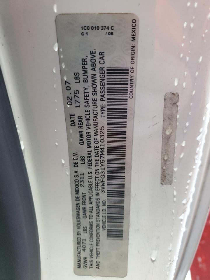 2007 Volkswagen New Beetle Triple White VIN: 3VWFG31Y57M410325 Lot: 84377575