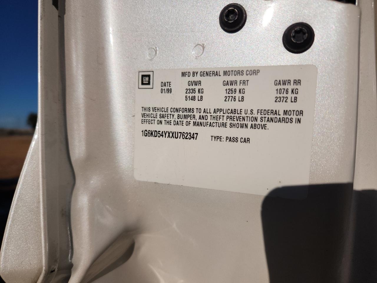 1999 Cadillac Deville VIN: 1G6KD54YXXU762347 Lot: 91019805