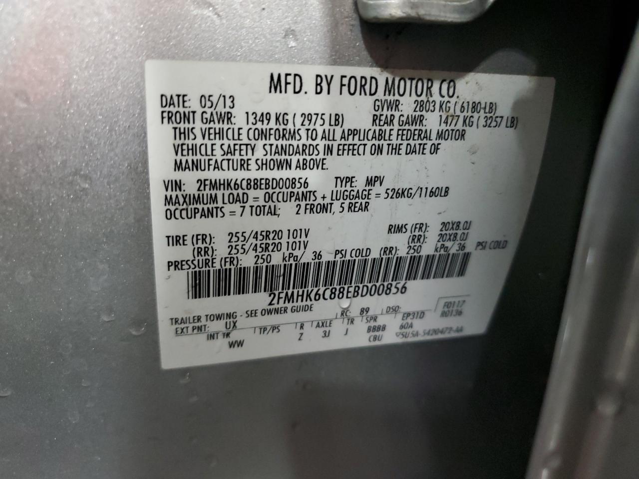 2014 Ford Flex Sel VIN: 2FMHK6C88EBD00856 Lot: 86298645