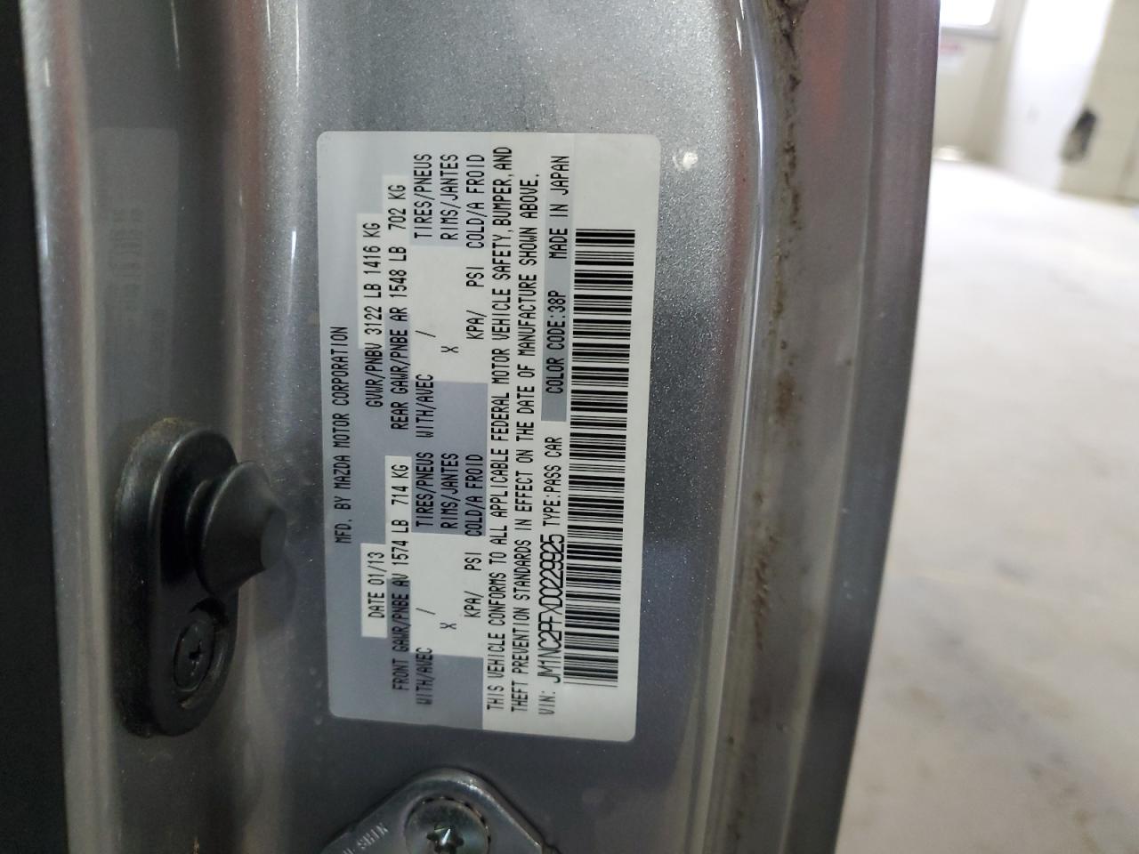 2013 Mazda Mx-5 Miata Grand Touring VIN: JM1NC2PFXD0229925 Lot: 72077055