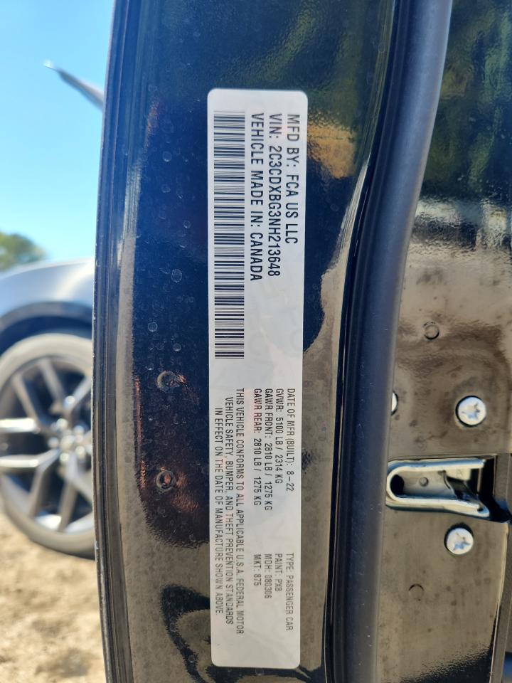 2022 Dodge Charger Sxt VIN: 2C3CDXBG3NH213648 Lot: 86128135