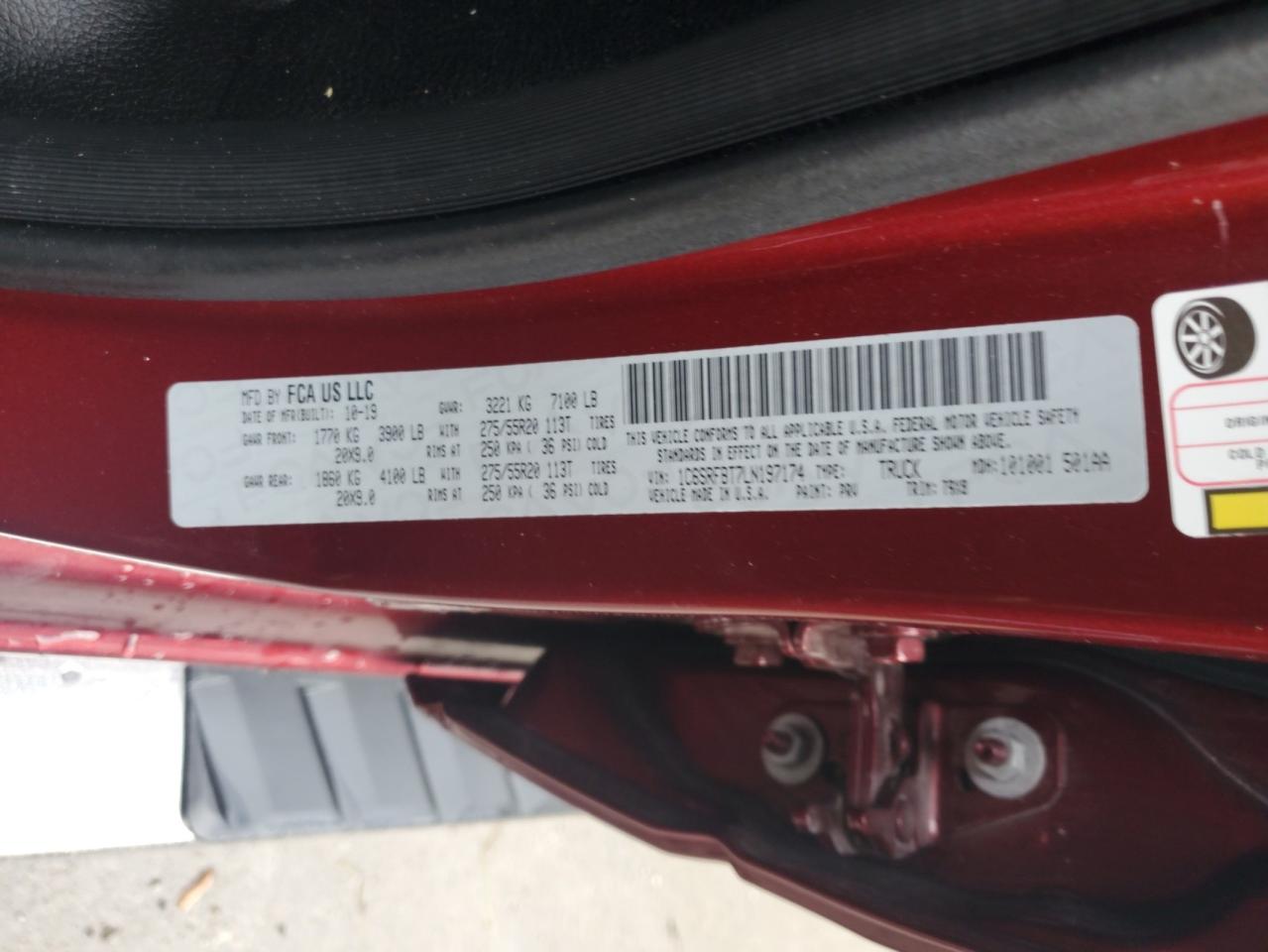 2020 Ram 1500 Big Horn/Lone Star VIN: 1C6SRFBT7LN197174 Lot: 84961255