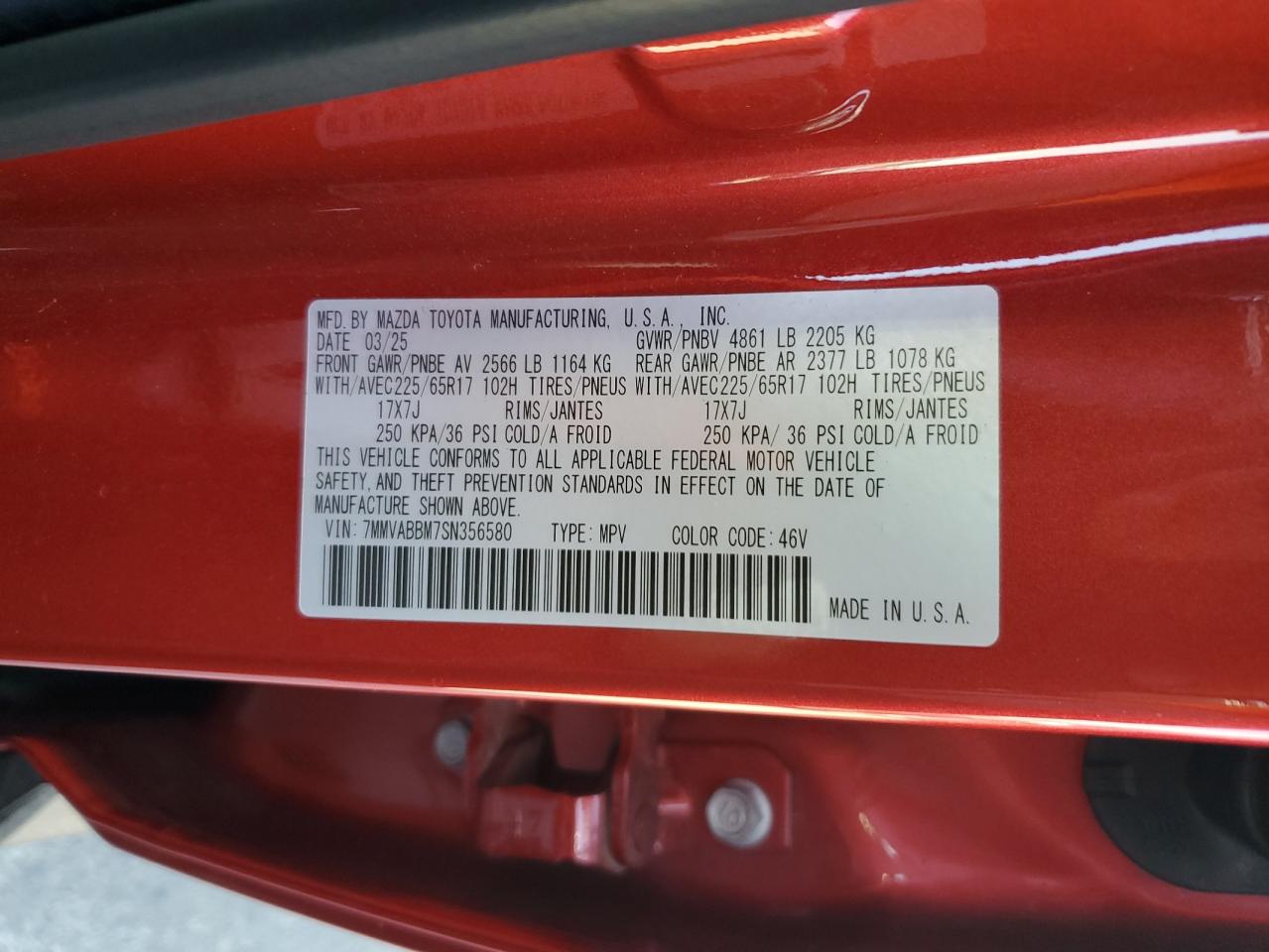 2025 Mazda Cx-50 Preferred VIN: 7MMVABBM7SN356580 Lot: 85598215