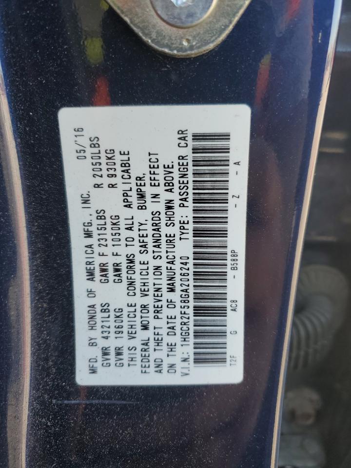 2016 Honda Accord Sport VIN: 1HGCR2F58GA206240 Lot: 82160545