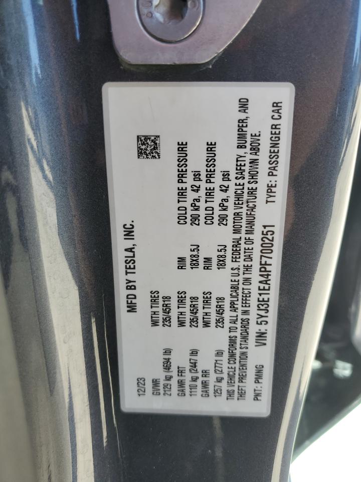 2023 Tesla Model 3 VIN: 5YJ3E1EA4PF700251 Lot: 85815645
