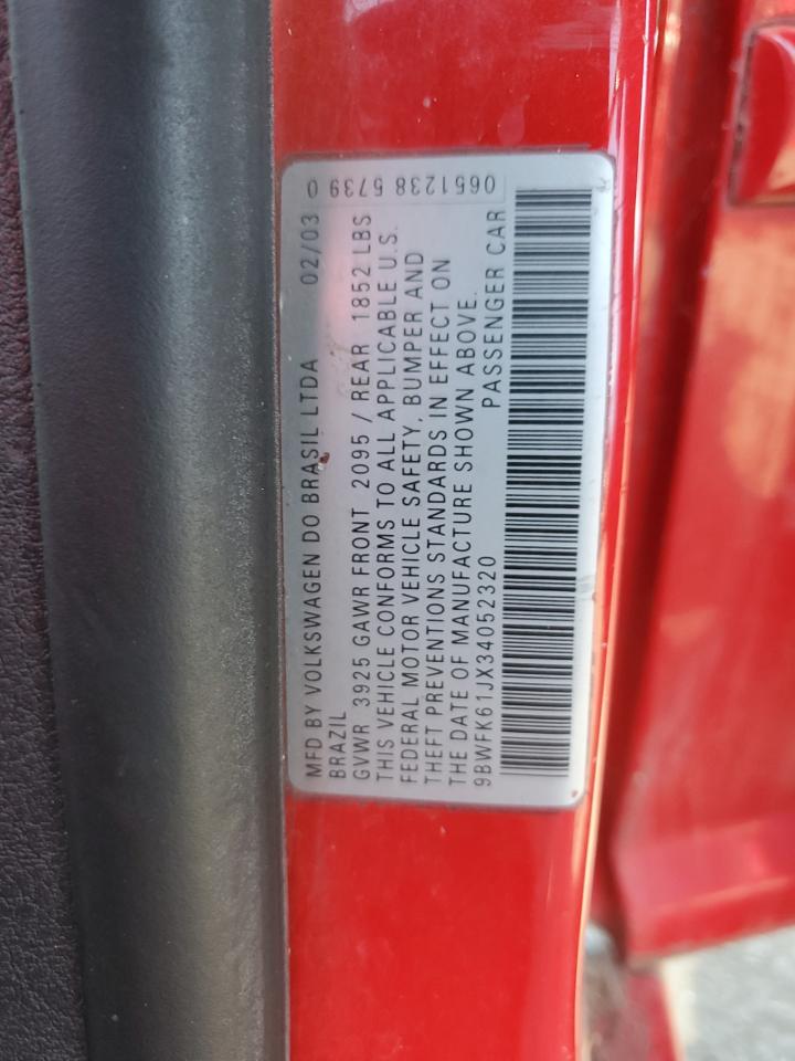 2003 Volkswagen Golf Gl VIN: 9BWFK61JX34052320 Lot: 81524025