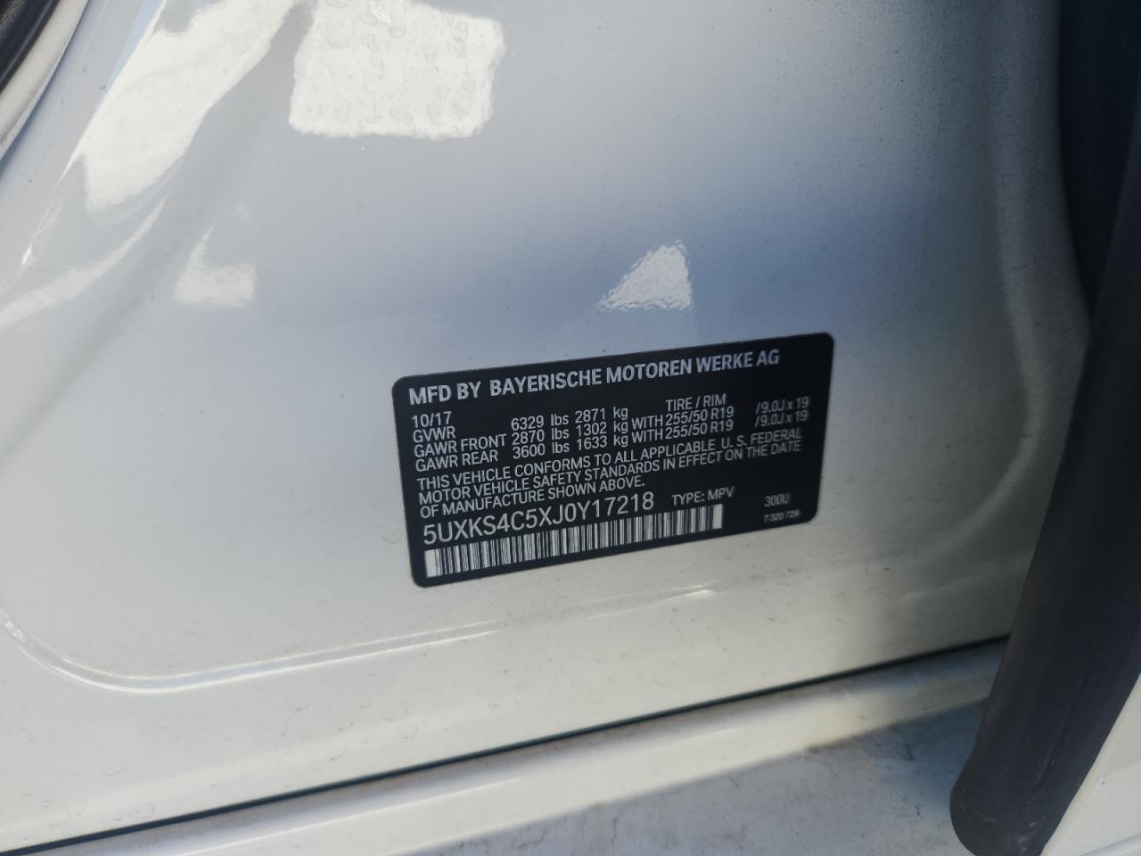 2018 BMW X5 xDrive35D VIN: 5UXKS4C5XJ0Y17218 Lot: 86636545