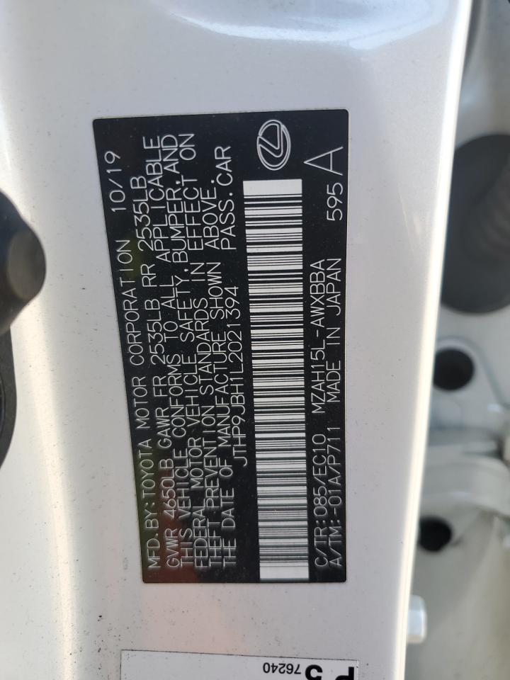 2020 Lexus Ux 250H VIN: JTHP9JBH1L2021394 Lot: 85537075