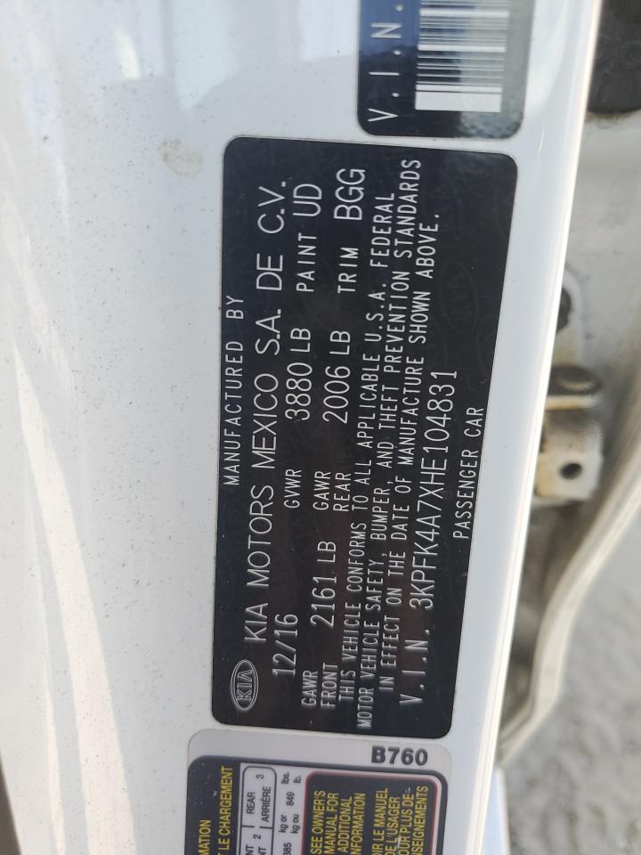 2017 Kia Forte Lx VIN: 3KPFK4A7XHE104831 Lot: 85267505