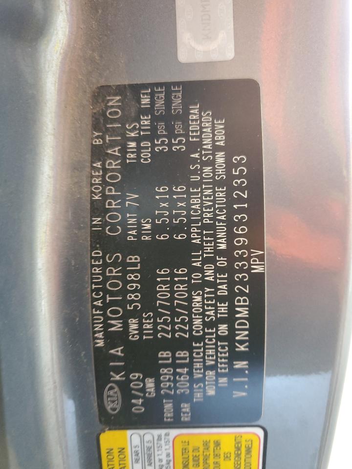 2009 Kia Sedona Ex VIN: KNDMB233396312353 Lot: 81910235