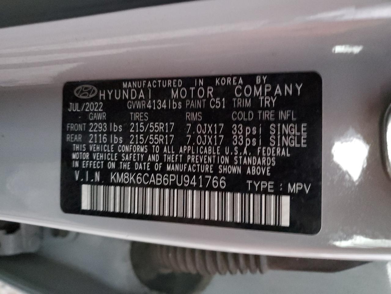 2023 Hyundai Kona Sel VIN: KM8K6CAB6PU941766 Lot: 85668625