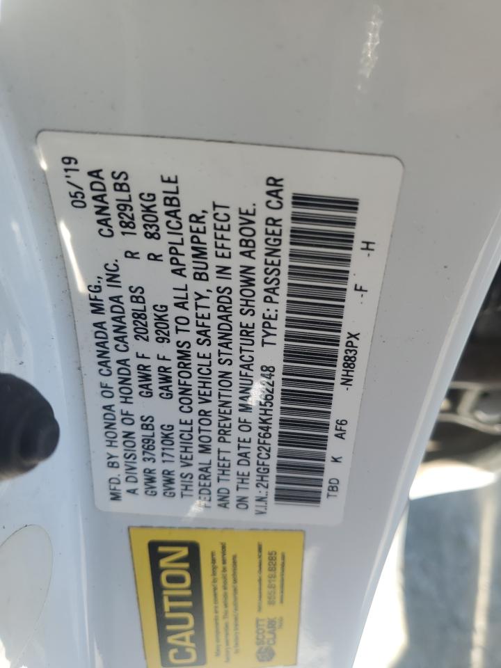 2019 Honda Civic Lx VIN: 2HGFC2F64KH562248 Lot: 82637445