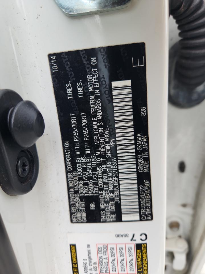 2015 Toyota 4Runner Sr5/Sr5 Premium VIN: JTEBU5JR5F5218689 Lot: 85707265