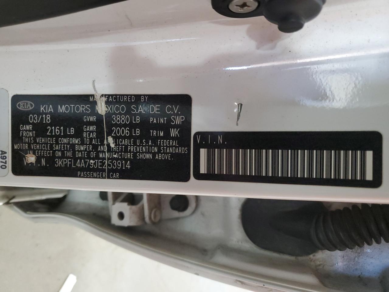 2018 Kia Forte Lx VIN: 3KPFL4A79JE253914 Lot: 89673995