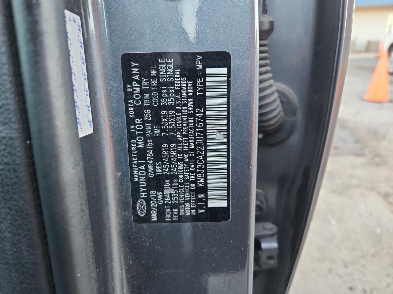 2018 Hyundai Tucson Value VIN: KM8J3CA22JU716742 Lot: 86152745
