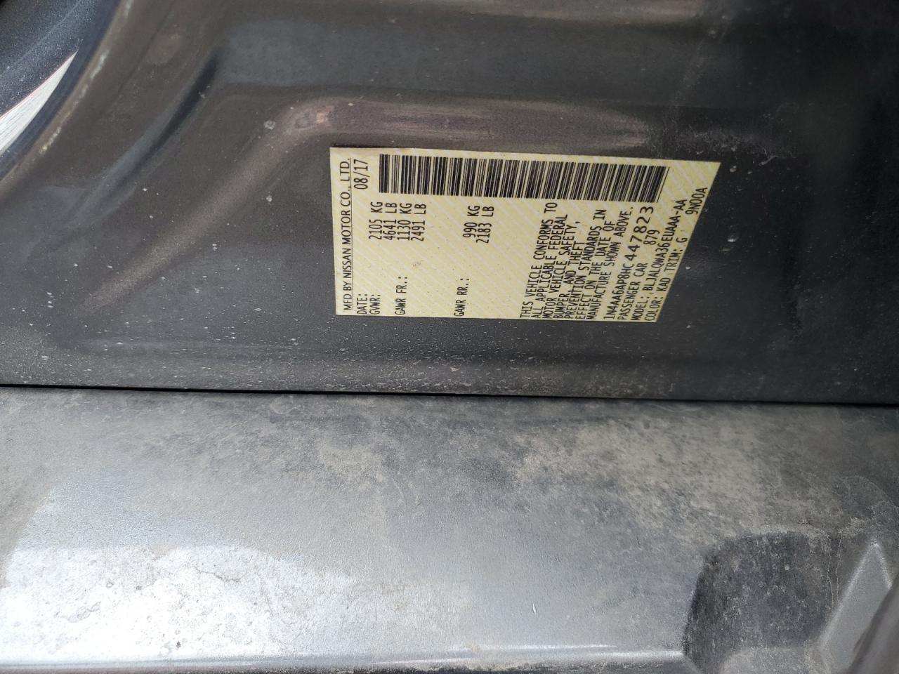 2017 Nissan Maxima 3.5S VIN: 1N4AA6AP8HC447823 Lot: 85696665