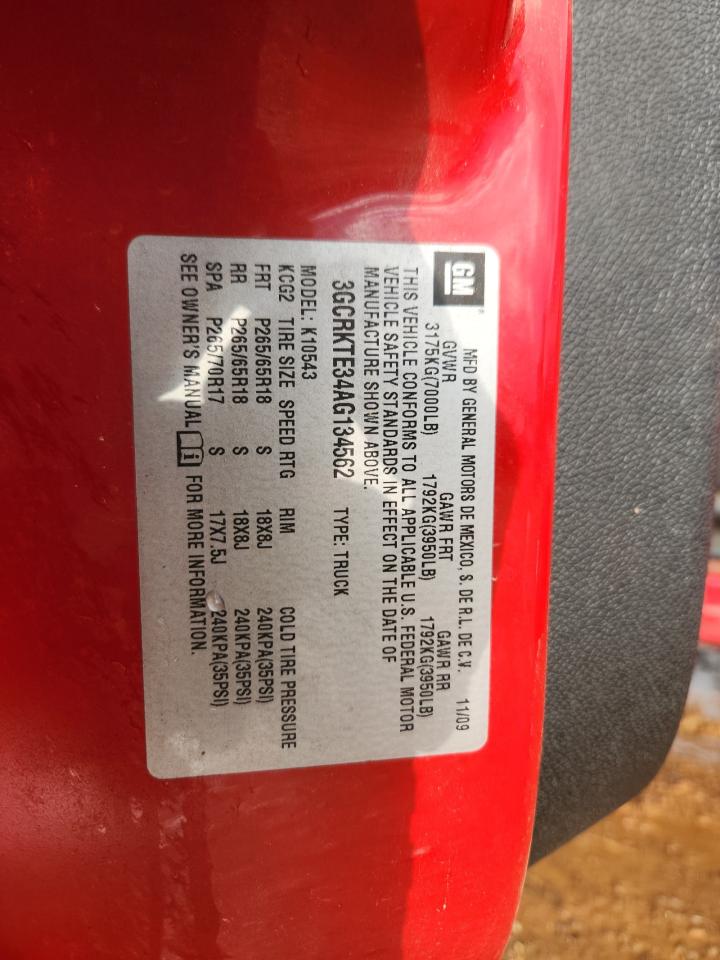 2010 Chevrolet Silverado K1500 Ltz VIN: 3GCRKTE34AG134562 Lot: 85511385