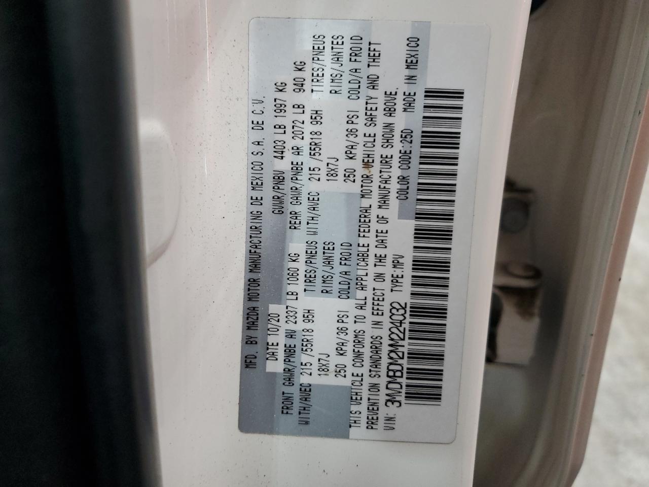 2021 Mazda Cx-30 Premium VIN: 3MVDMBDM2MM224032 Lot: 82537285