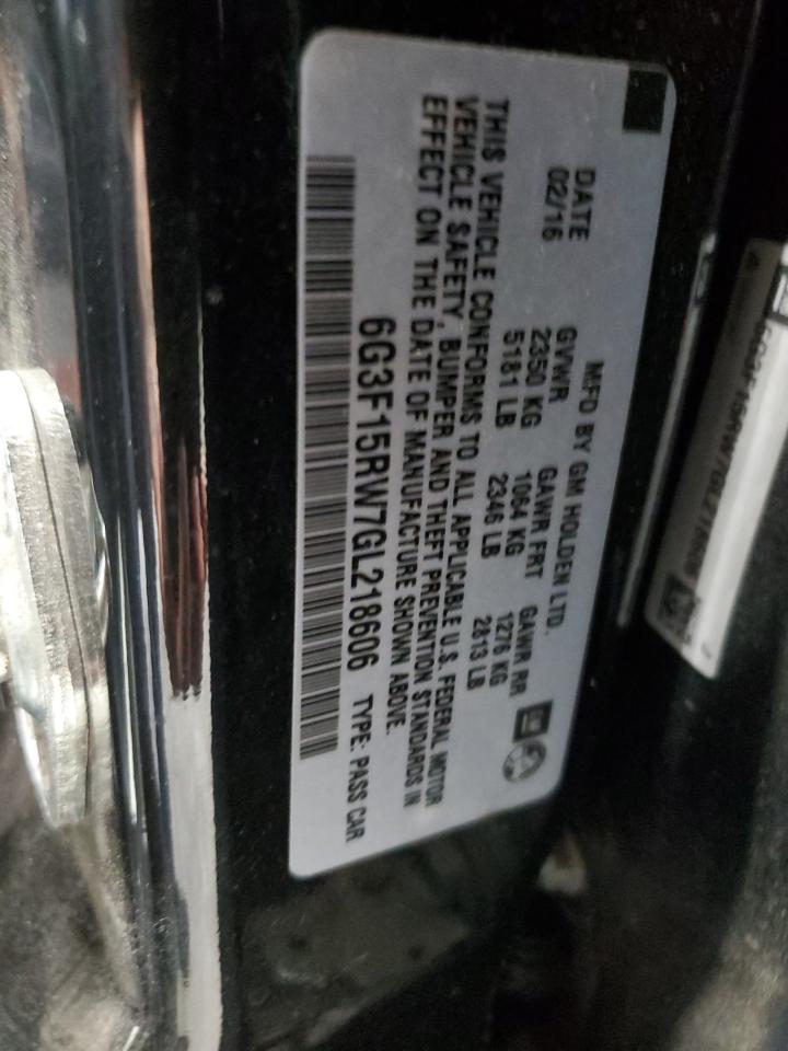 2016 Chevrolet Ss VIN: 6G3F15RW7GL218606 Lot: 84888185