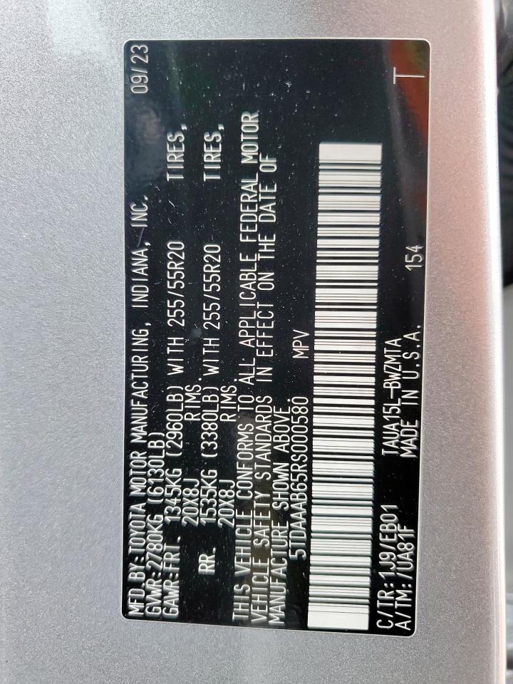 2024 Lexus Tx 350 Base VIN: 5TDAAAB65RS000580 Lot: 90455365