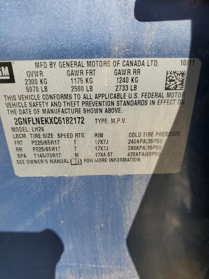 2012 Chevrolet Equinox Lt VIN: 2GNFLNEKXC6182172 Lot: 86619235